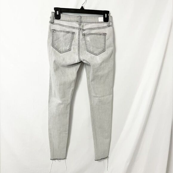 Celebrity Pink Light Gray Destroyed Raw Hem Mod Rise Ankle Skinny Size 25 - Picture 5 of 8